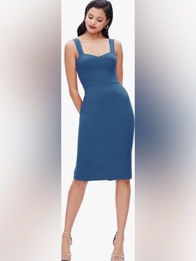 Dress the Population Slate Neck Midi Sheath Dress Nicole Sweetheart Neck Bodycon